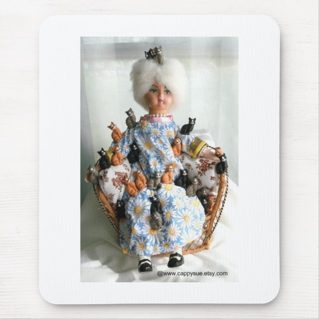 Mousepad Senhora louca tapete do rato do gato (Frente)