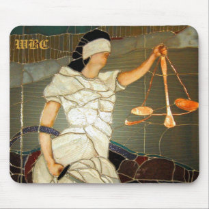 Mousepad Senhora majestosa Justiça no design do vitral