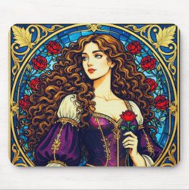 Mousepad senhora renascentista com rosa