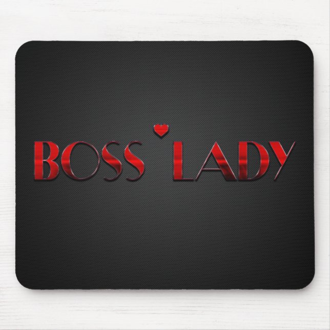 Mousepad Senhora vermelha bonita Texto do chefe com carbono (Frente)
