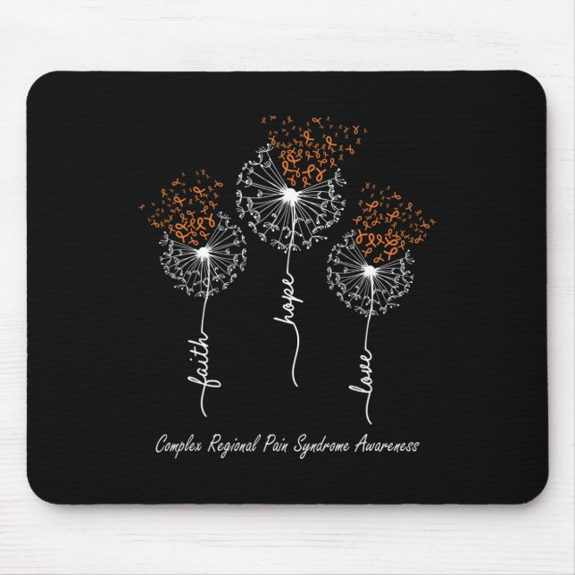 Mousepad Sensibilização CRPS Fé Esperança Amor Dandelion (Frente)