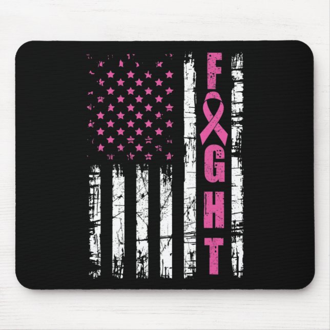 Mousepad Sensibilização do Cancer Americano Bandeira Lutar  (Frente)