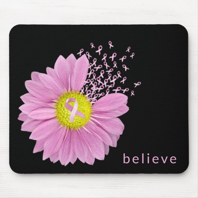 Mousepad Sensibilização do Cancer da Fita Rosa com Daisy (Frente)