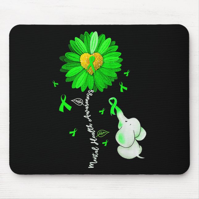 Mousepad Sensibilização para a saúde mental Sunflower Green (Frente)