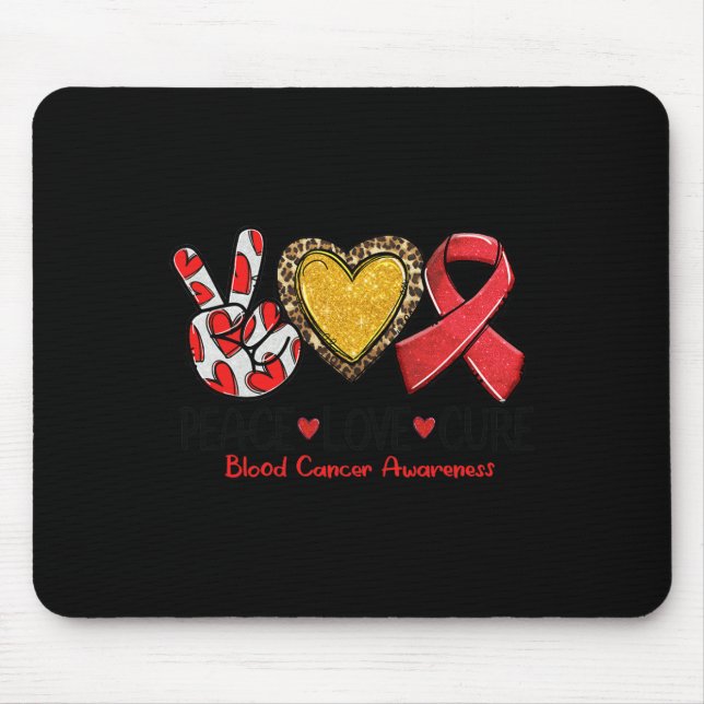 Mousepad Sensibilização para o Cancer Sanguíneo Paz Amor Cu (Frente)
