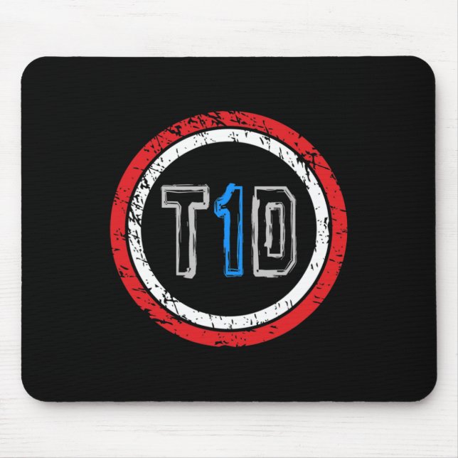 Mousepad Sensibilização para o diabetes tipo 1 do emblema T (Frente)