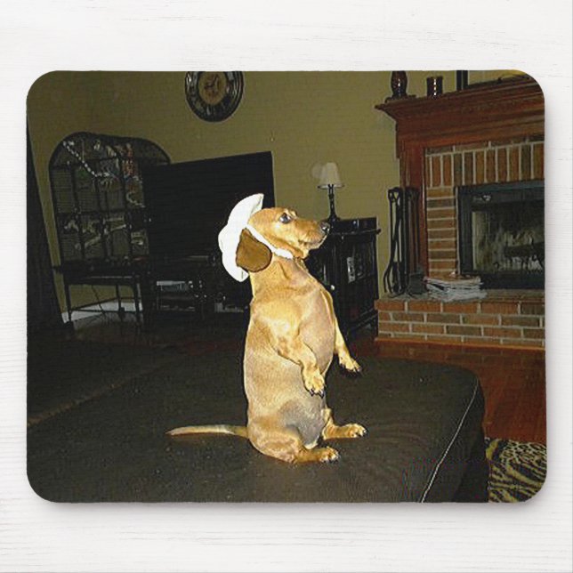 Mousepad Sentado Bonito ou assistindo TV Dachshund (Frente)