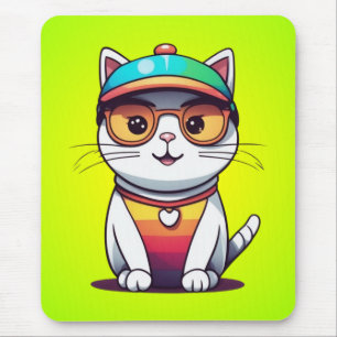Mousepad Sentado Gatos Vestindo Óculos E Chapéu