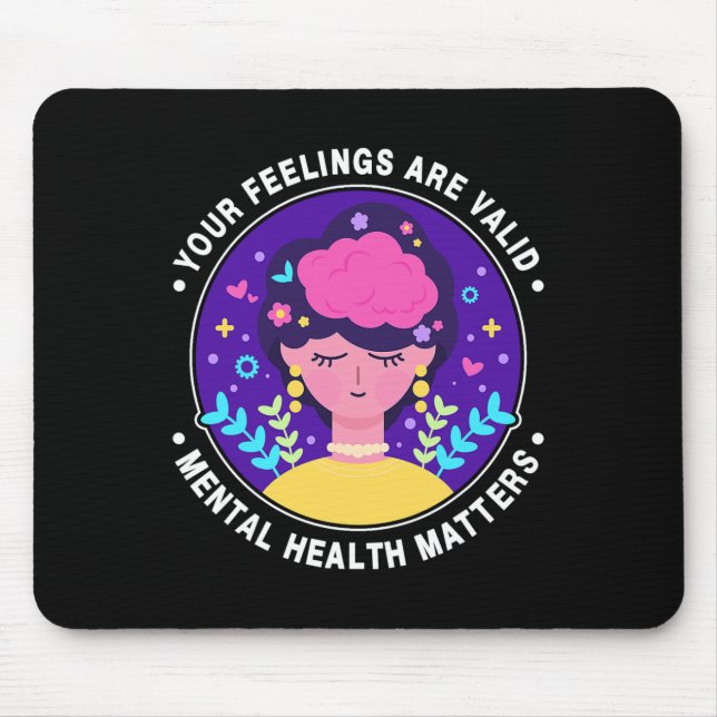 Mousepad Sentimentos São Válidos Mental Saúde Consciência M (Frente)