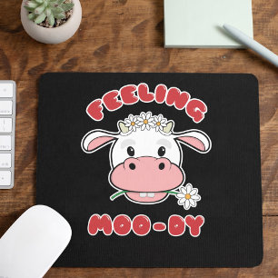 Mousepad Sentindo-se Moo-di Citação de Vaca de Desenho An