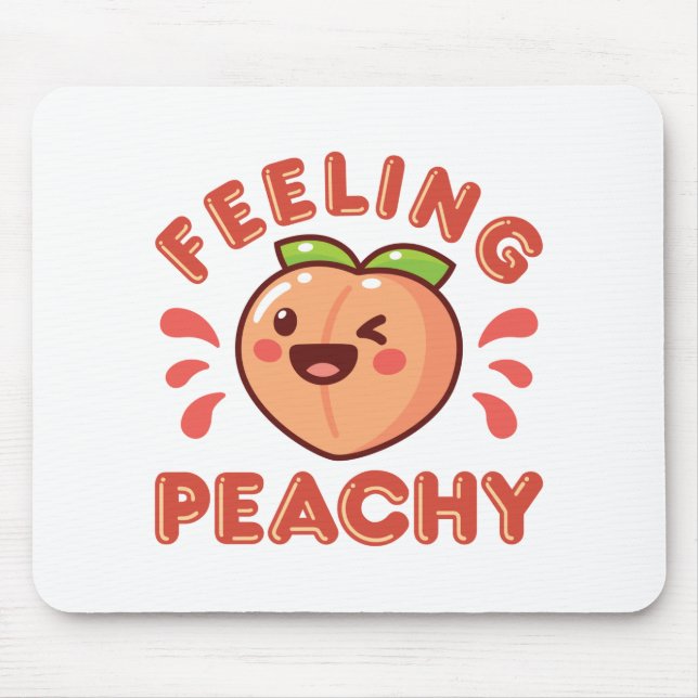 Mousepad Sentir a Fruta de pêssego feliz Kawaii (Frente)