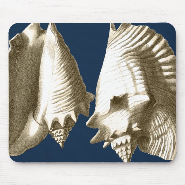 Mousepad Sepia Conch Seashells (Frente)