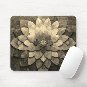 Mousepad Sepia Mandala Art Texturizada Flor