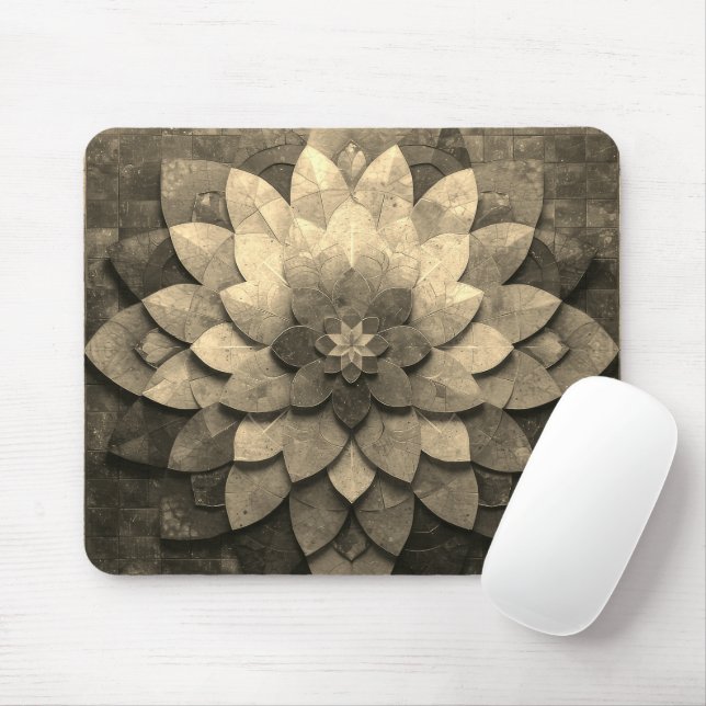 Mousepad Sepia Mandala Art Texturizada Flor (Com mouse)