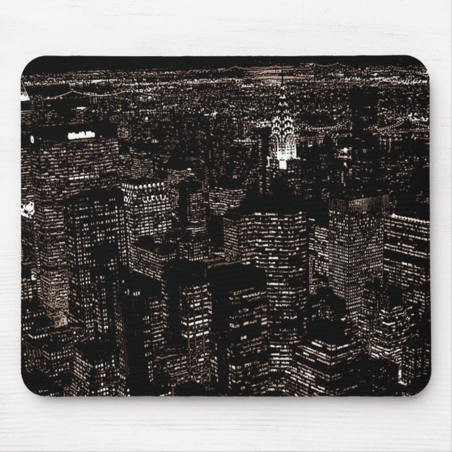 Mousepad Sepia Nova Iorque Night Skyline (Frente)