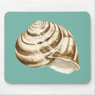 Mousepad Sepia Striped Shell em Teal