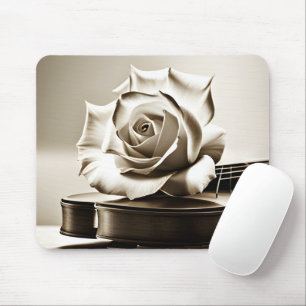 Mousepad Sepia White Rose Em Violino