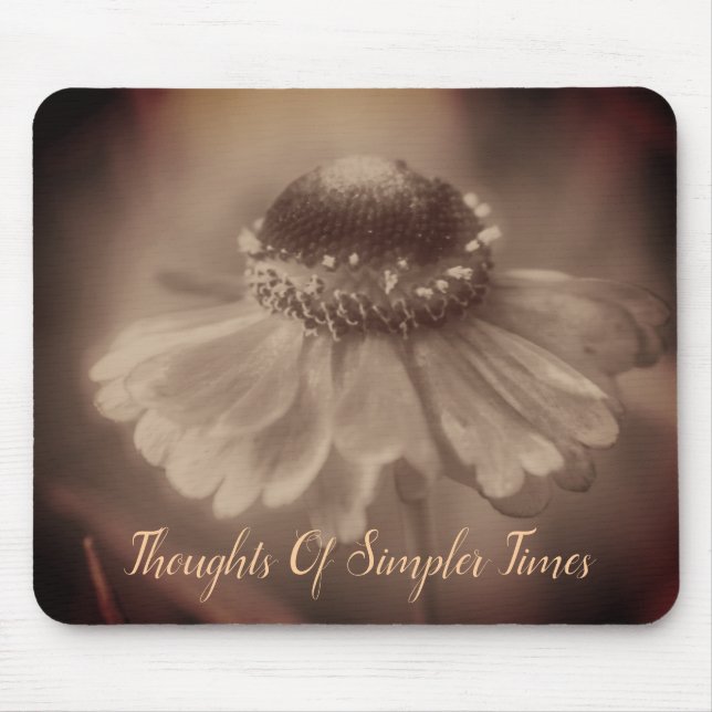 Mousepad Sepia Zinnia Flor Tempos Mais Simples Inspiração (Frente)