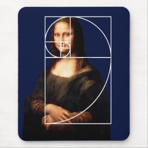 Mousepad Sequência Fibonacci Leonardo da Vinci Mona Lisa