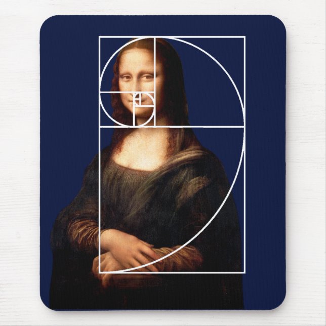 Mousepad Sequência Fibonacci Leonardo da Vinci Mona Lisa (Frente)
