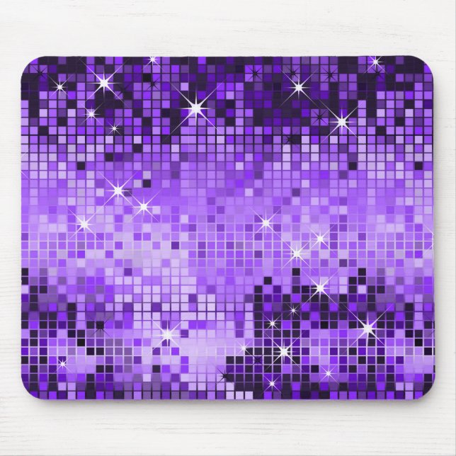 Mousepad Sequências Roxas Metálicas Parecem Espelhos Disco  (Frente)
