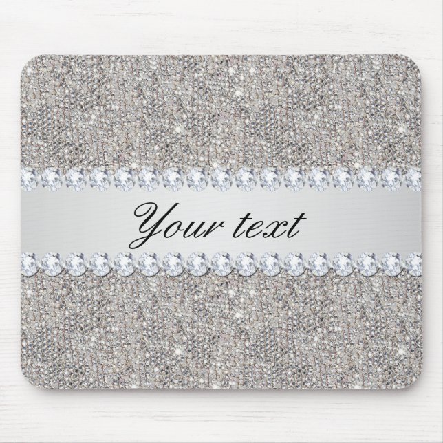 Mousepad Sequins e diamantes de prata do falso (Frente)