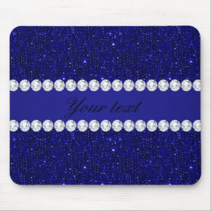Mousepad Sequins elegantes e diamantes do marinho