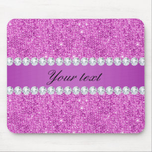 Mousepad Sequins roxos chiques e diamantes do falso