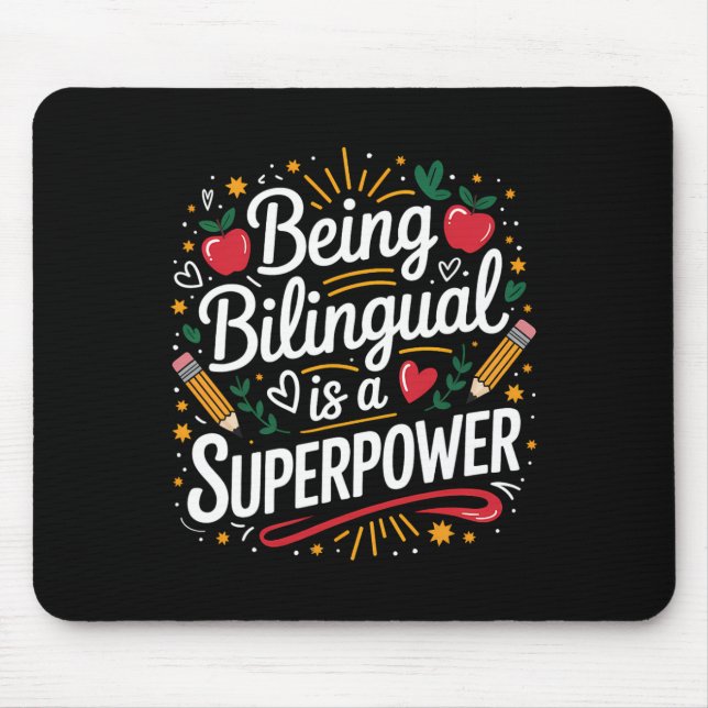 Mousepad Ser Bilingue é Meu Superpoder Professor de Esl Esc (Frente)