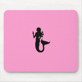 Mousepad Sereia de Glow_Black-on-Pink do oceano
