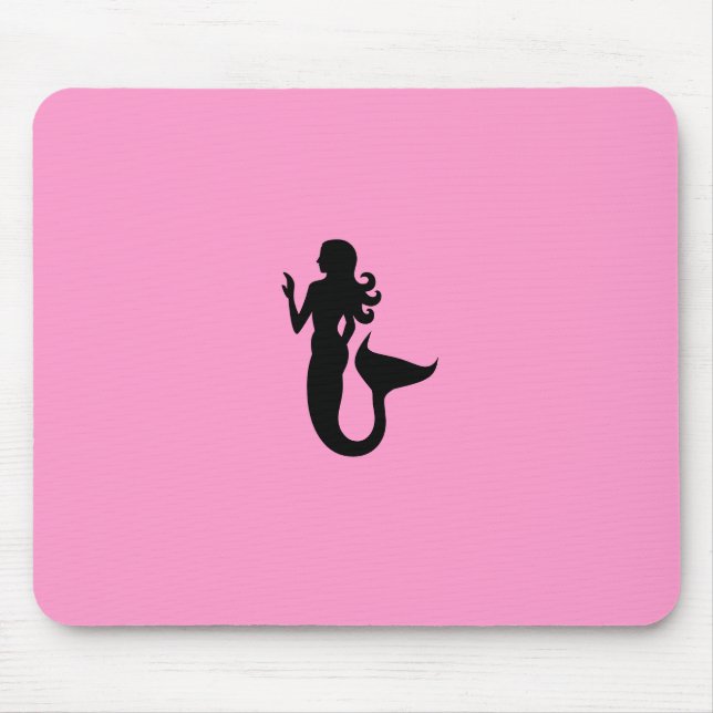 Mousepad Sereia de Glow_Black-on-Pink do oceano (Frente)