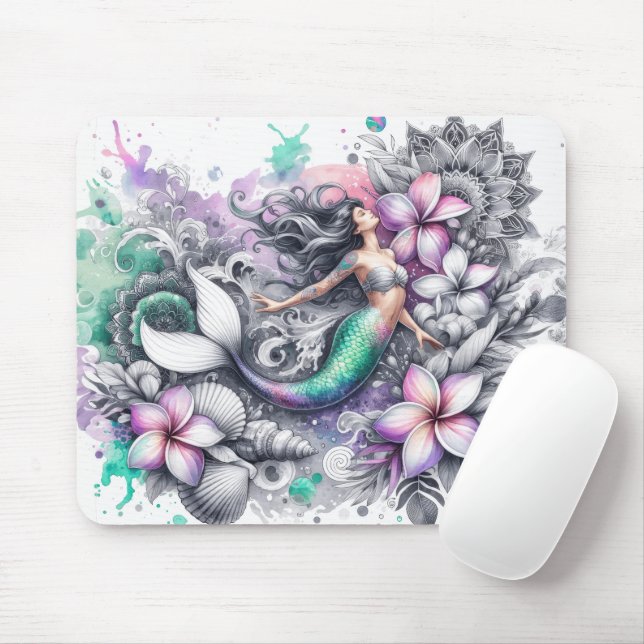 Mousepad Sereia de Linda Aquarela (Com mouse)