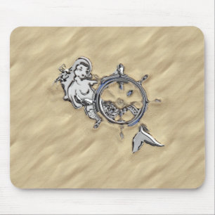 Mousepad Sereia de prata na decoração da areia