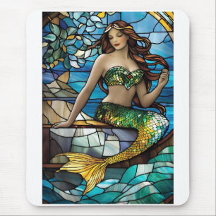 Mousepad sereia de vidro retida