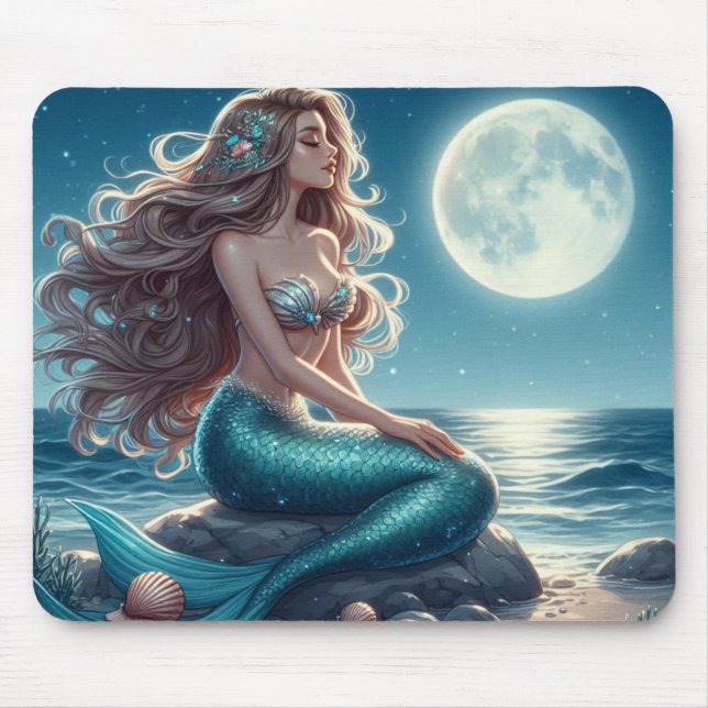 Mousepad Sereia na praia à noite (Frente)