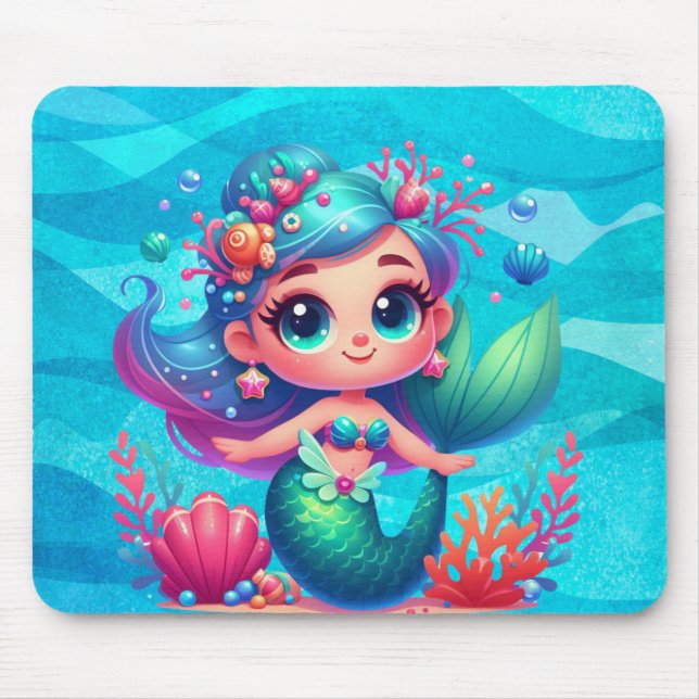 Mousepad Sereia submarina, branca (Frente)