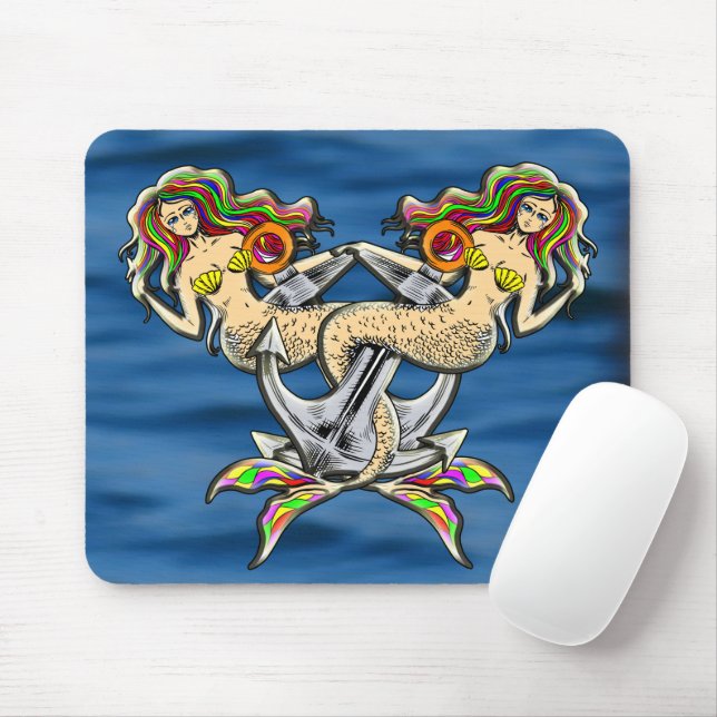 Mousepad Sereias Ligadas - Design náutico para Pavimentos d (Com mouse)