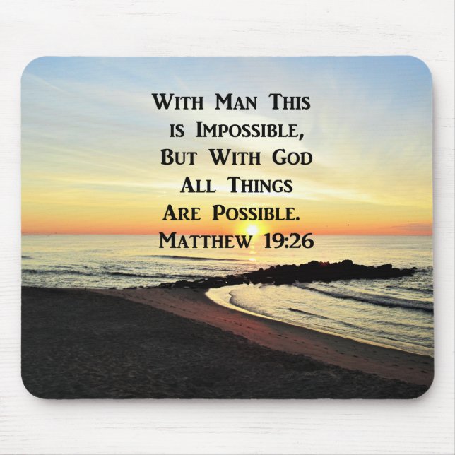 MOUSEPAD SERENE MATTHEW 19:26 SCRIPTURE SUNRISE (Frente)