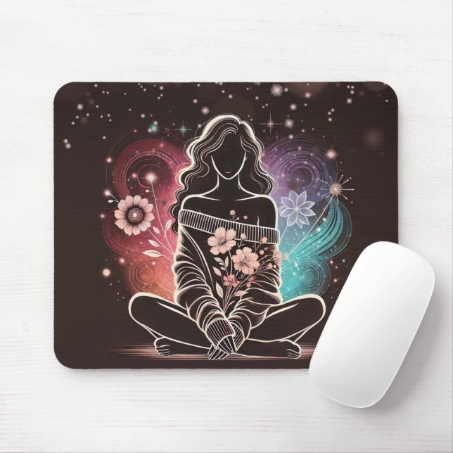 Mousepad Serene Mulher em Sonho Físico Cósmico (Com mouse)