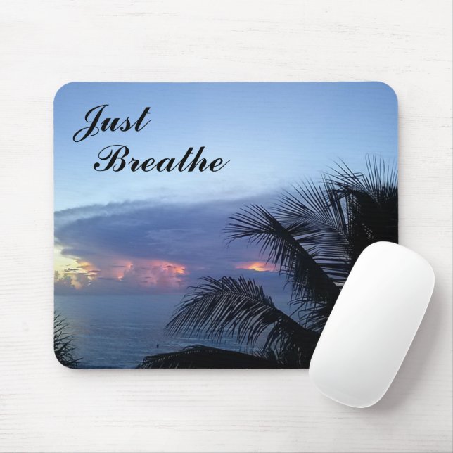 Mousepad Serene Palm Árvore Ocean Sunrise Apenas Respire (Com mouse)