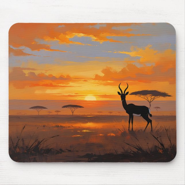 Mousepad Serene Savannah Sunset – Wildlife Landscape Art (Frente)
