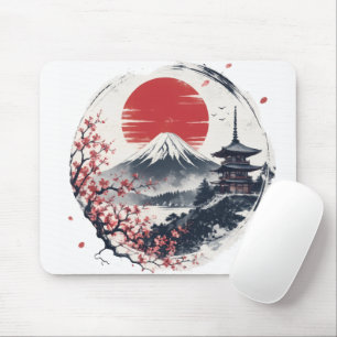 Mousepad Serenidade do Pôr do Sol no Monte Fuji – Arte Japo