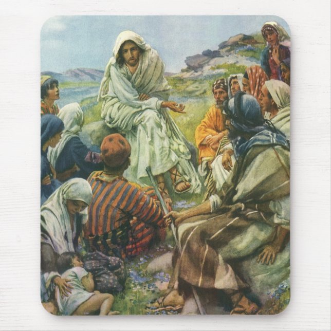 Mousepad Sermão da Montanha de Jesus Cristo, Religião Vinta (Frente)
