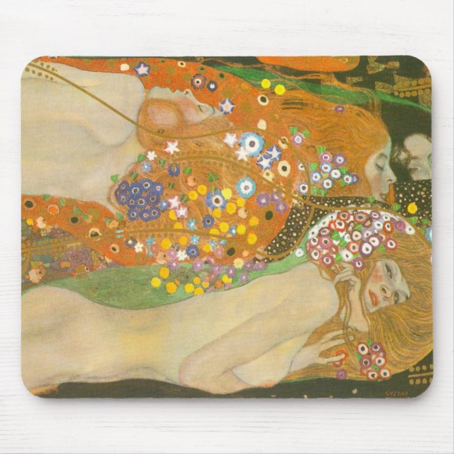 Mousepad Serpentes d'água II por Gustav Klimt, Art Nouveau (Frente)