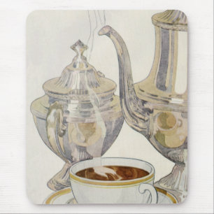 Mousepad Serviço de café de prata do vintage