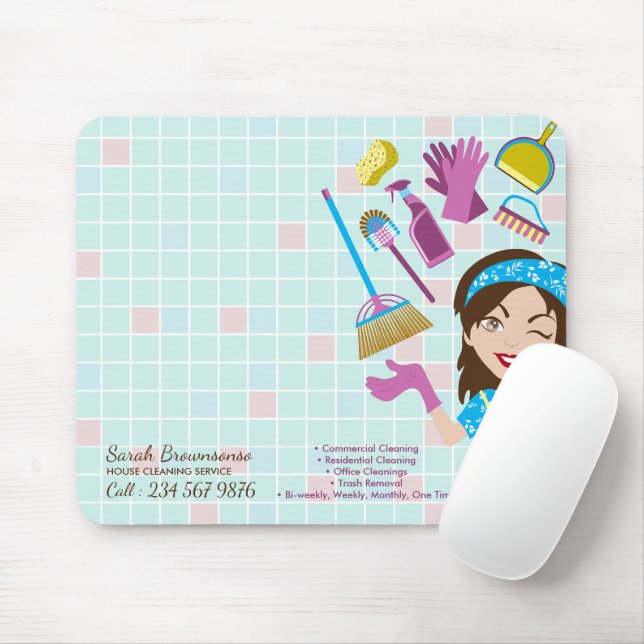 Mousepad Serviço de Limpeza da Casa Janitorial Lady Washing (Com mouse)
