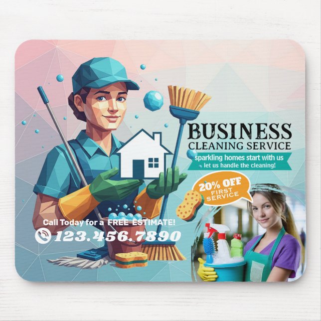 Mousepad Serviço de Limpeza de Casa Moderna Serviço de Limp (Frente)