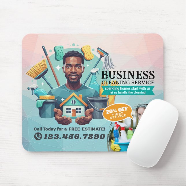 Mousepad Serviço de Limpeza de Casa Moderna Serviço de Limp (Com mouse)