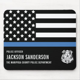 Mousepad Serviço Policial Personalizado Linha Azul Fino