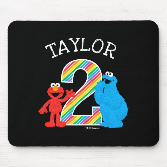 Mousepad Sesame Street Pals Chalkboard Rainbow 2nd Birthday (Frente)